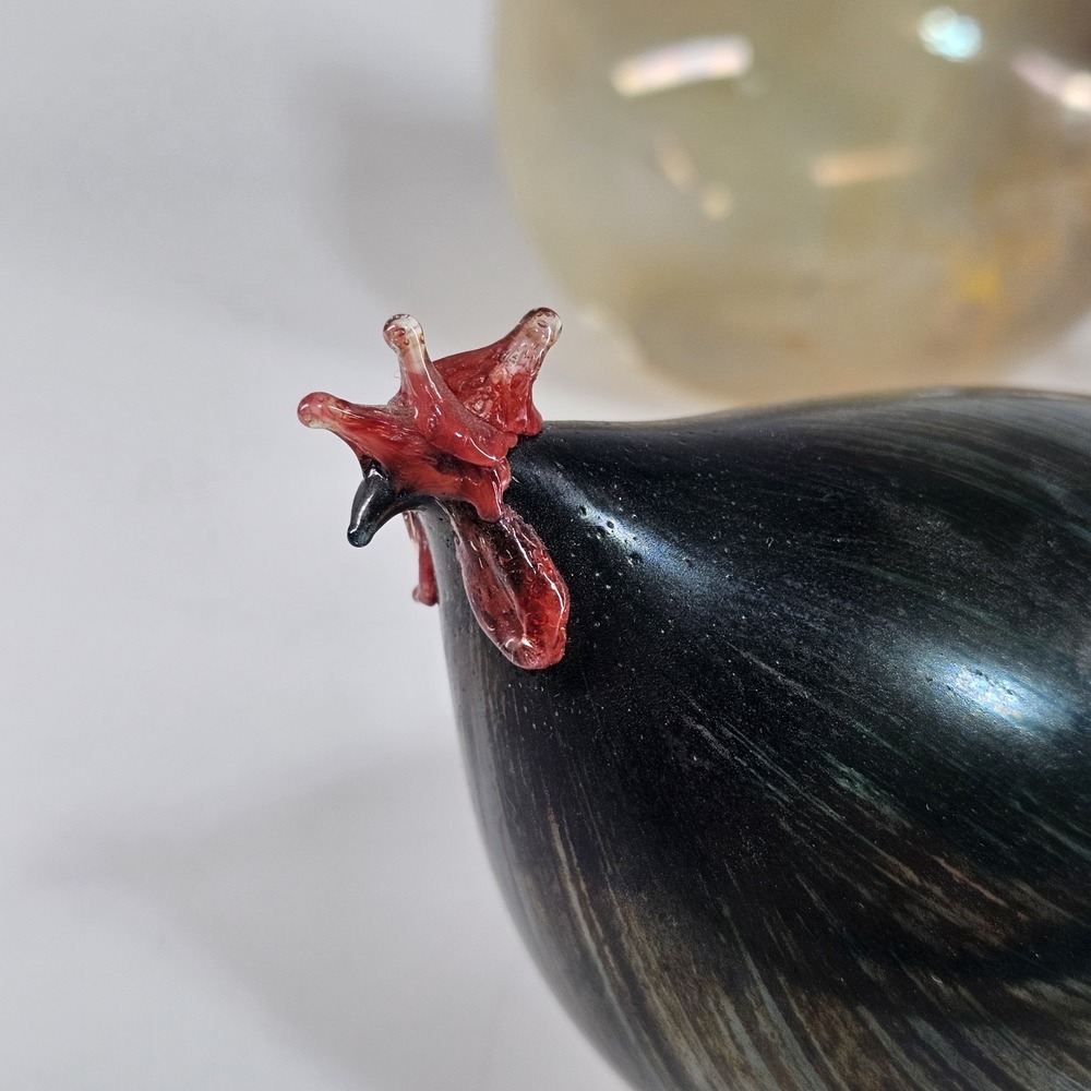 Vintage Rene Burri Mundgeblasen Blown Art Glass Hen Rooster Figurines Lot Of 3 - Picture 3 of 16